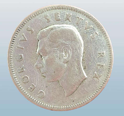 1951 South Africa  SILVER  2 Shillings - George VI