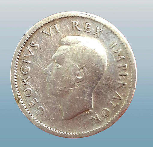 1942 South Africa  SILVER 6 Pence - George VI Rex Imperator