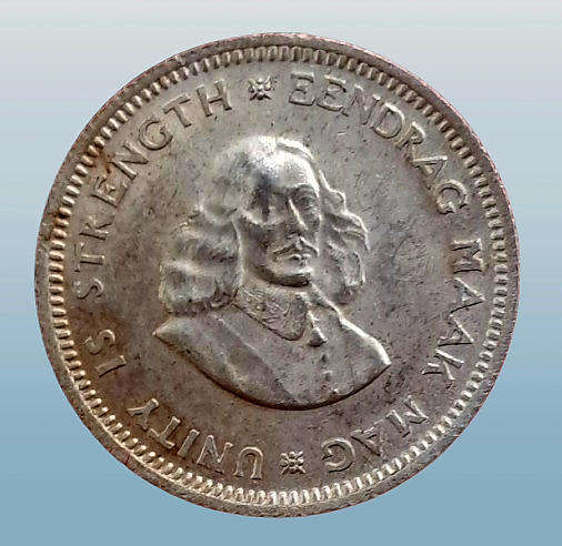 1964 South Africa  SILVER 5 Cents 1st decimal series