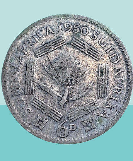 1950 South Africa SILVER 6 Pence - George VI SOUTH AFRICA - SUID AFRIKA