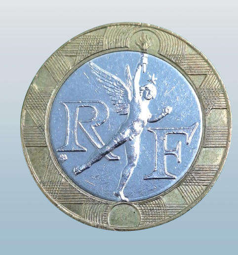2000 France 10 Francs-Bimetallic: nickel center in aluminium bronze