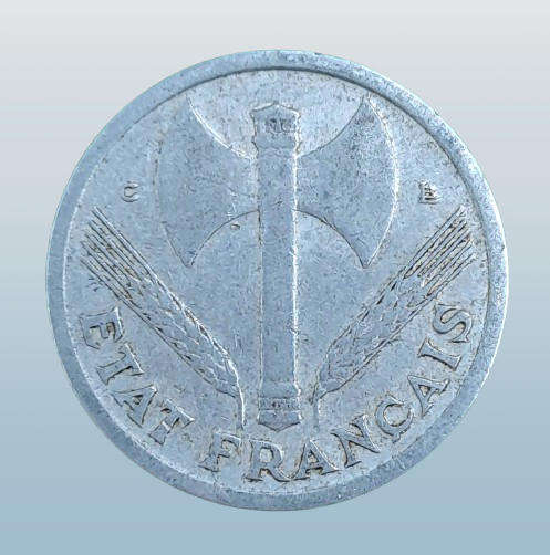 1944 France 1 Franc Type C -Vichy French State - light type