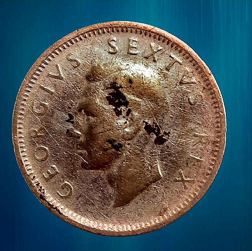 1952 South Africa .500 SILVER 6 Pence -Elizabeth II 1st portrait