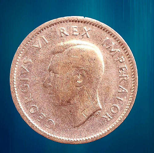 1942 South Africa  SILVER 6 Pence - George VI Rex Imperator