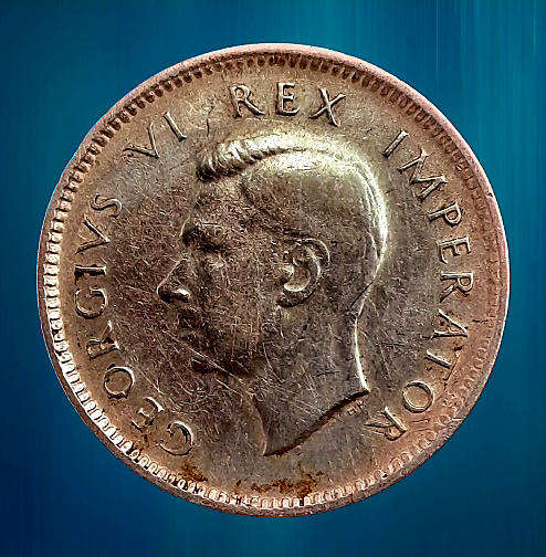 1942 South Africa  SILVER 6 Pence - George VI Rex Imperator