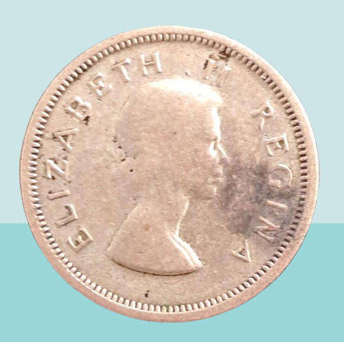 1953 South Africa .50% SILVER 6 Pence -Elizabeth II 1st portrait
