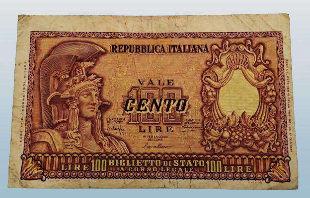 1951 Italy 100 Lira Bank Note