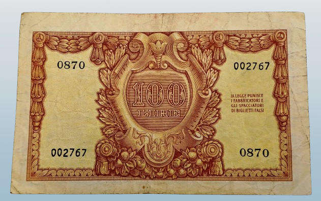 1951 Italy 100 Lira Bank Note