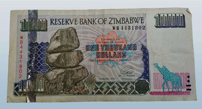 2003 Zimbabwe 1000 Dollars Bank Note -