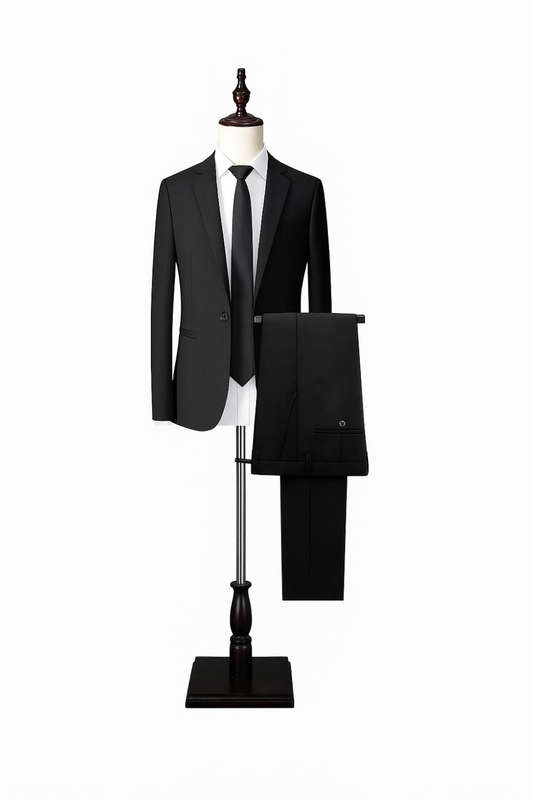 Mens Classic Black Two-Piece Suit  Timeless Elegance
