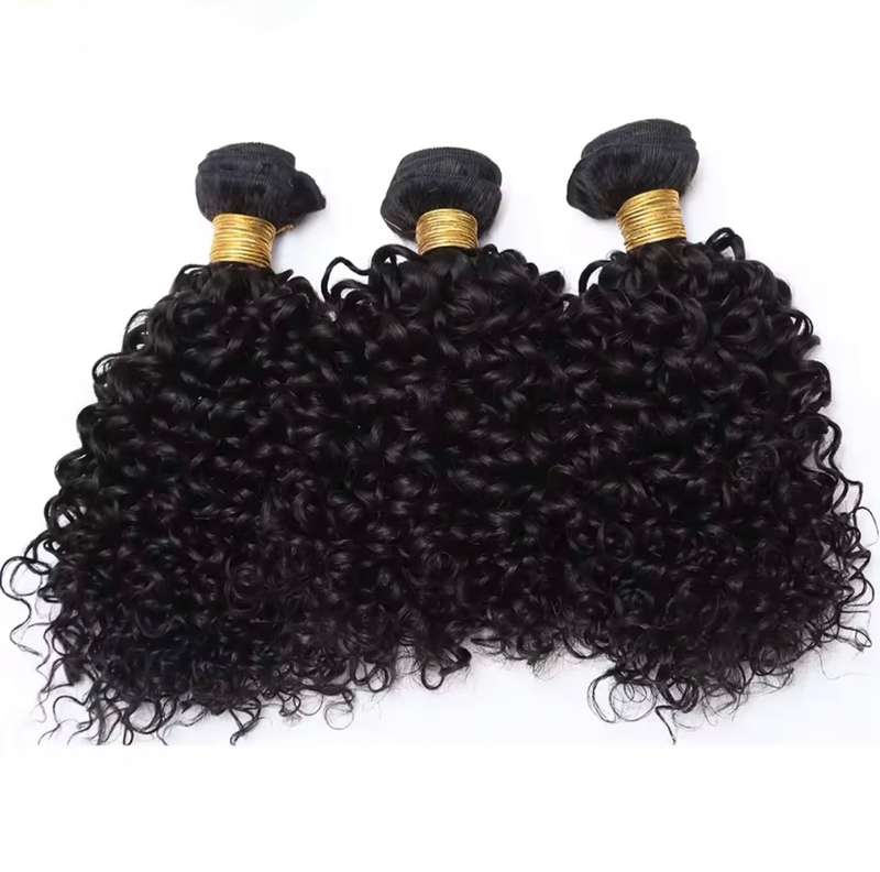 Brazilian Hair Bundles 3 Bundles 4x4 Part Closure Water Curly Hair 12 Inch