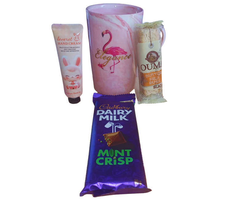 Flamingo Mug Gift Set with Cadbury Chocolate & Hand Lotion  Perfect Pamper Gift!