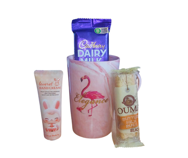 Flamingo Mug Gift Set with Cadbury Chocolate & Hand Lotion  Perfect Pamper Gift!