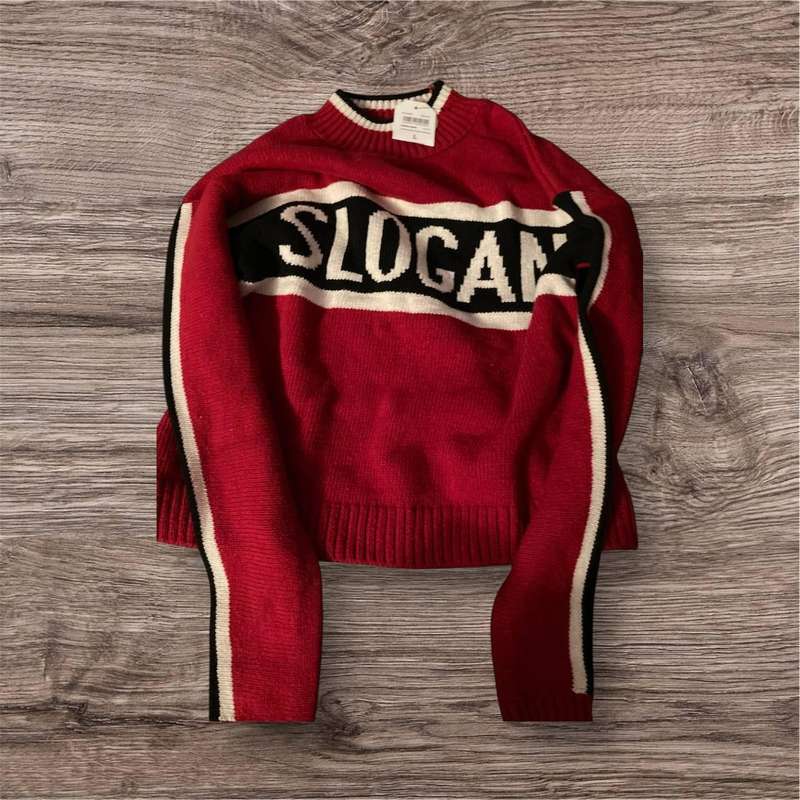 Red and Black Slogan Jersey