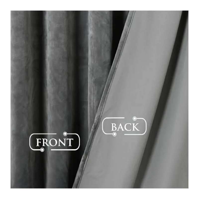Grey Velvet Eyelet Curtains 130cmx260cm