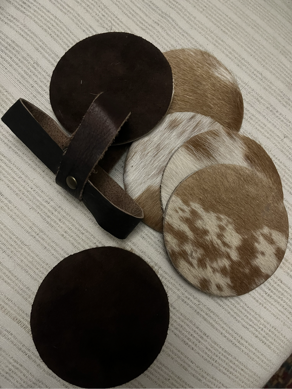 Set of 6 Buck skin coasters
