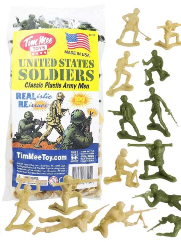 TimMee Plastic Army Men Green vs Tan 100 piece toy soldier figures