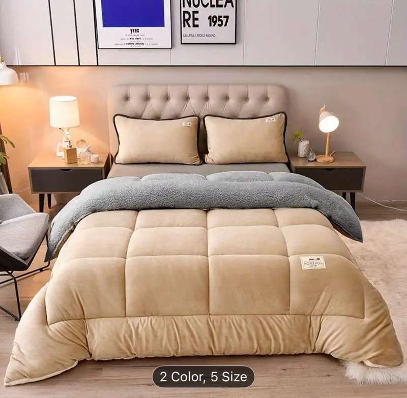 5 Piece Sherpa Wool Comforter Set