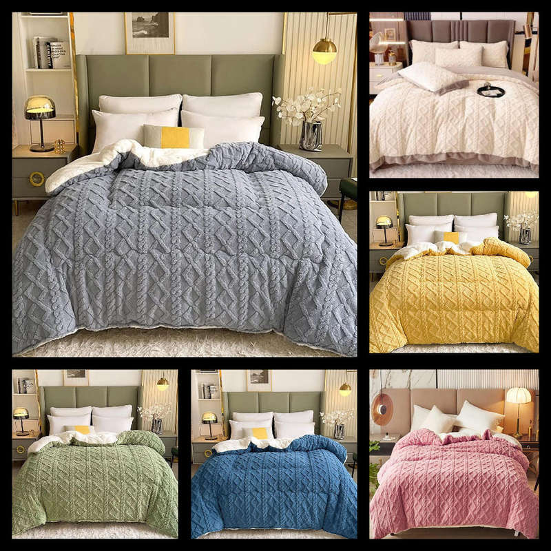5Pc Wool Geometric Queen Comforter with Zip, for Heavy Winter (100% Wool)