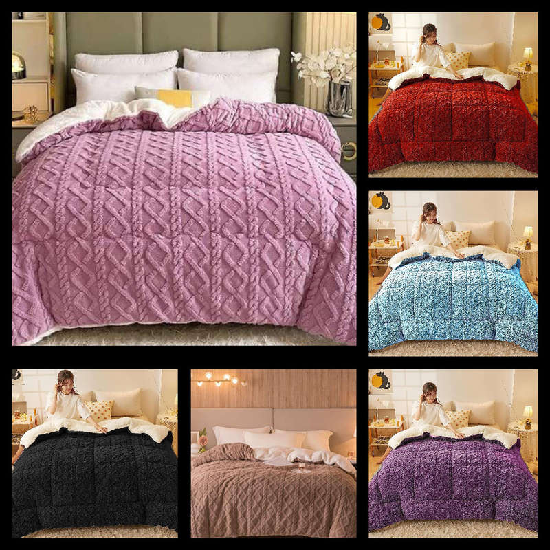 5Pc Wool Geometric Queen Comforter with Zip, for Heavy Winter (100% Wool)