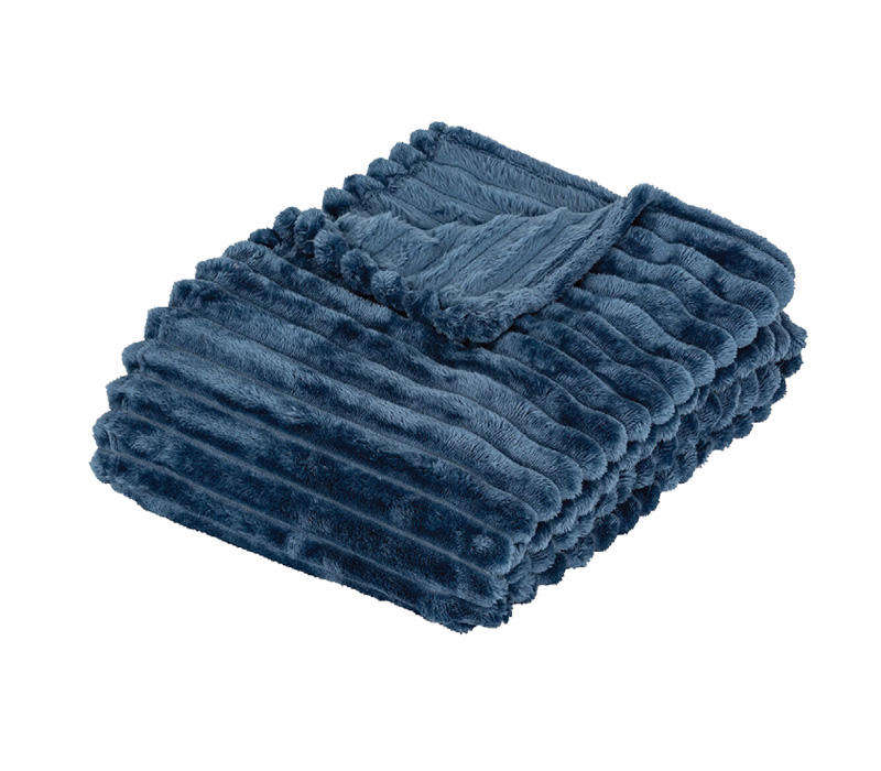 Fluffy Ribbed Fleece Throw Blanket, 180cm x 150cm