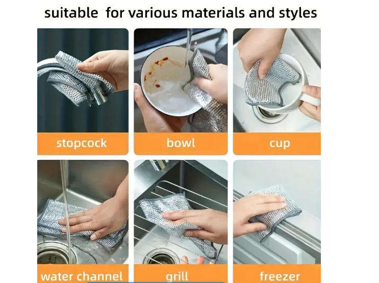 Silver Micro-polyester 5 Pieces Scrub Cloth