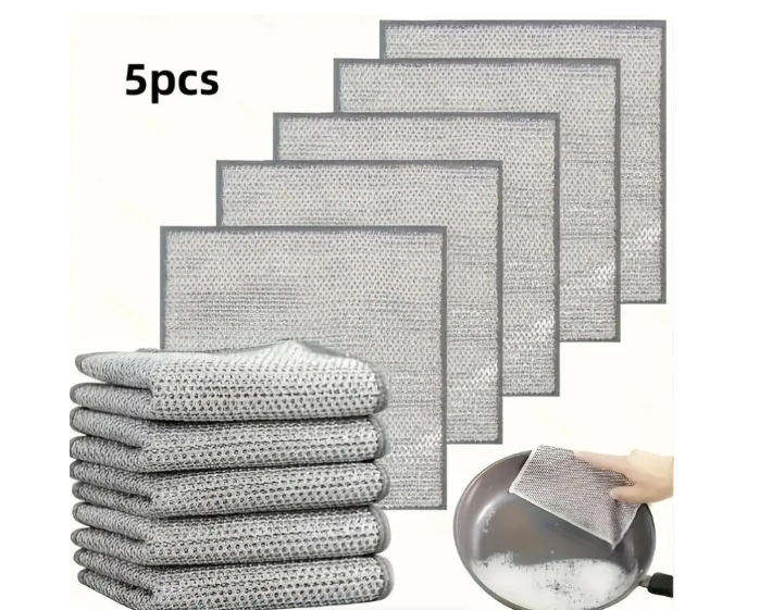 Silver Micro-polyester 5 Pieces Scrub Cloth