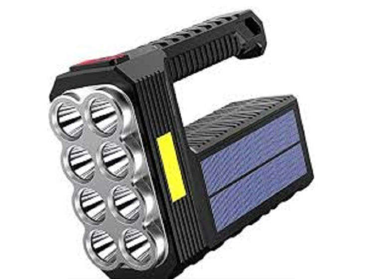 Solar 8LED Outdoor Flashlight, Searchlight with Side Light Easy to Carry Flashlight