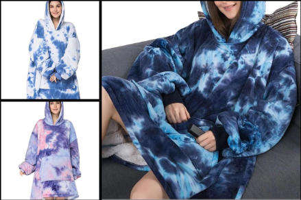 Oversized Blanket Hoodie, Tye-Dyed, Free Size