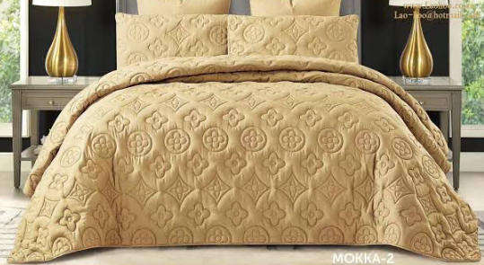 5 Piece King to Super King Quilted Mokka Bedding Set, Caramel