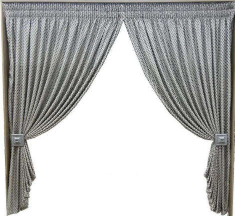 3 Piece 2.5m Curtain with 2 Drops featuring elegant White Lace - Design 1