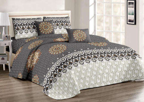 5 Piece Super King Quilted Bedding Set