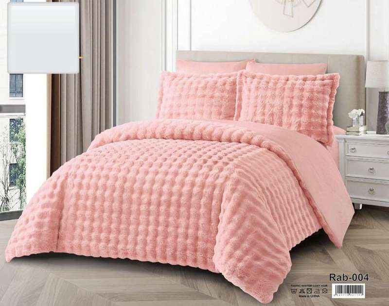 3 Piece Rabbit Fur Duvet Cover Set, Queen Size