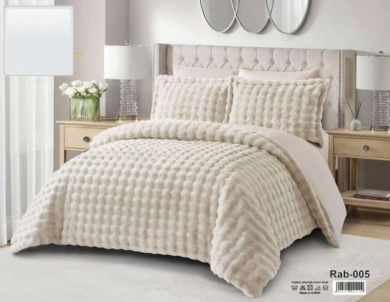 3 Piece Rabbit Fur Duvet Cover Set, Queen Size