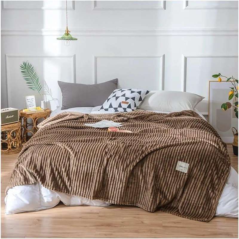 Ribbed Soft Faux Fur Rabbit Fleece Blanket , 210cm by 150cm