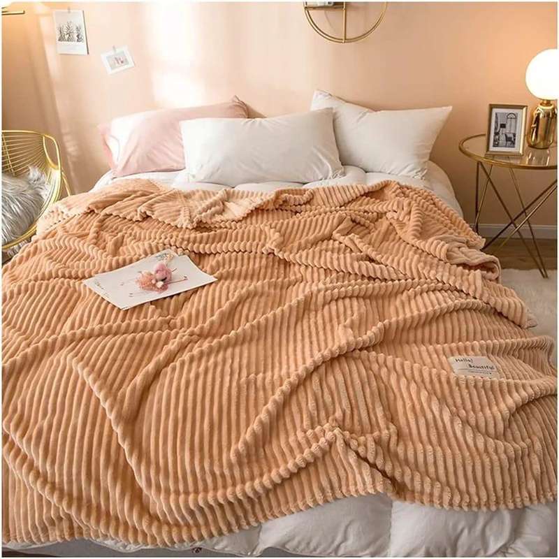 Ribbed Soft Faux Fur Rabbit Fleece Blanket , 210cm by 150cm