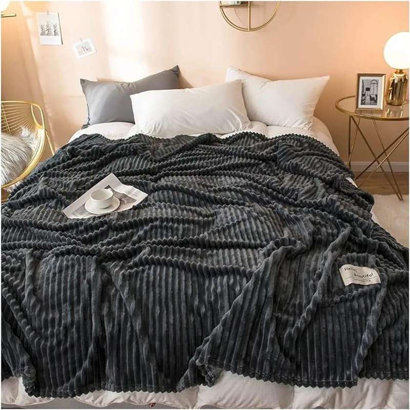 Ribbed Soft Faux Fur Rabbit Fleece Blanket , 210cm by 150cm