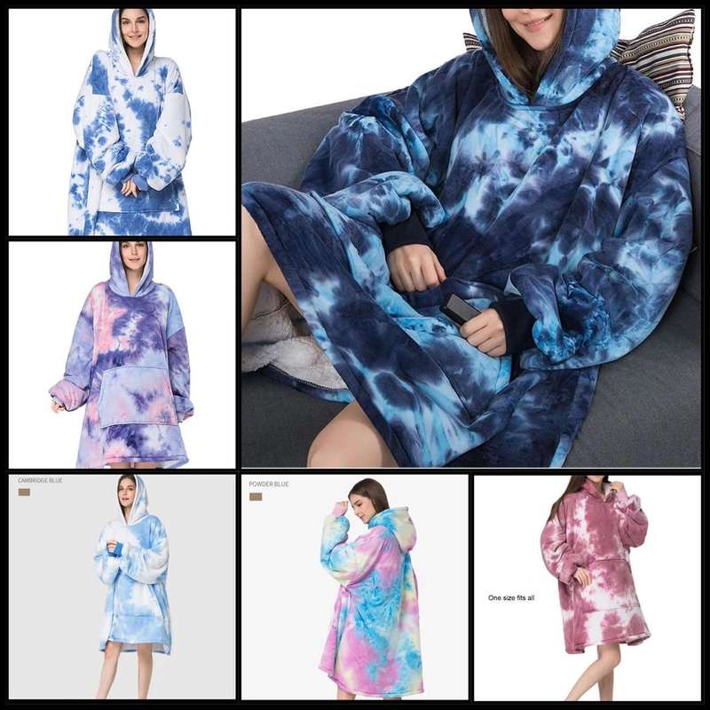 Oversized Blanket Hoodie, Tye-Dyed, Free Size