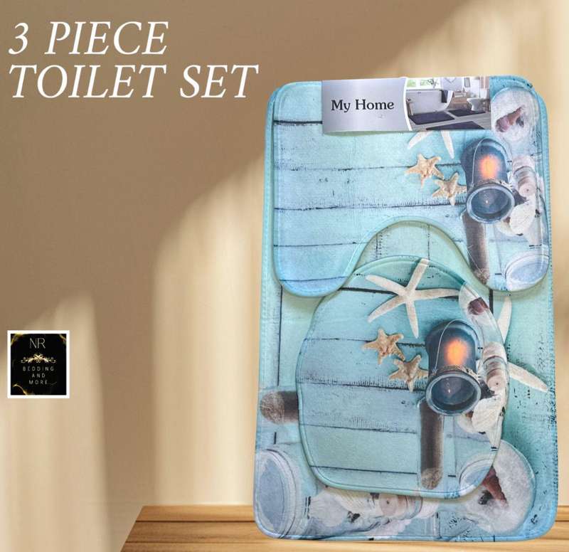 3 Piece Bathroom Rug Set, Machine Washable, Super Soft Microfiber & Non-Slip Bath Rugs with Rubber