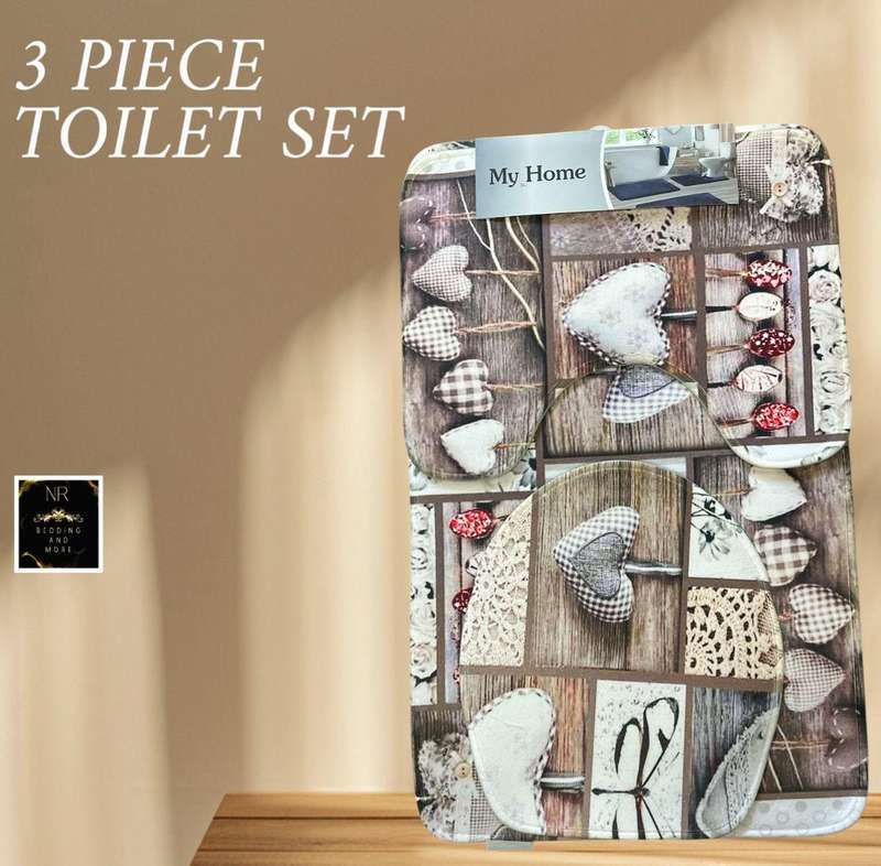 3 Piece Bathroom Rug Set, Machine Washable, Super Soft Microfiber & Non-Slip Bath Rugs with Rubber