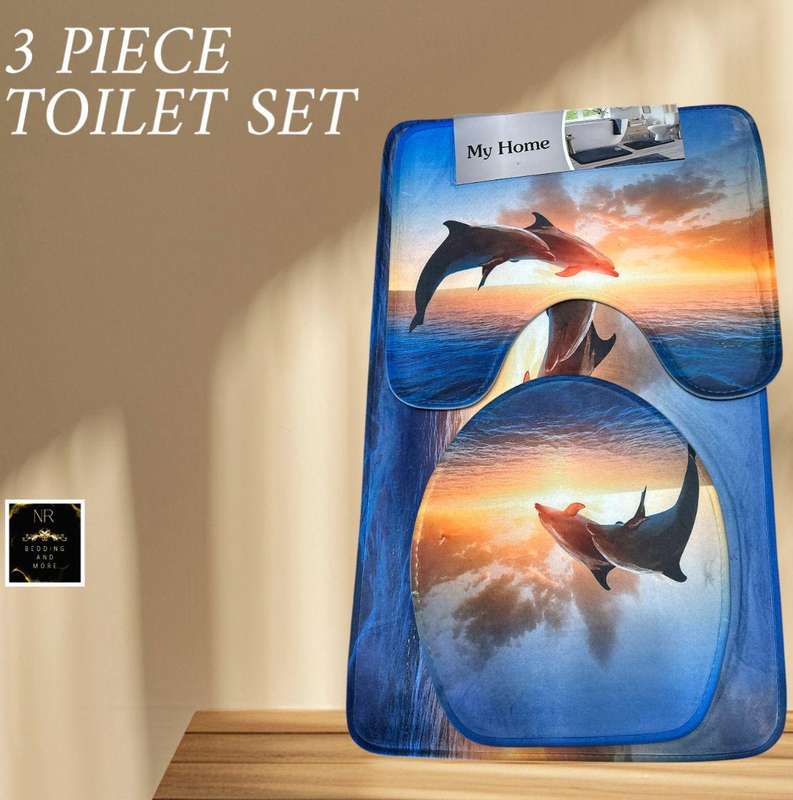 3 Piece Bathroom Rug Set, Machine Washable, Super Soft Microfiber & Non-Slip Bath Rugs with Rubber
