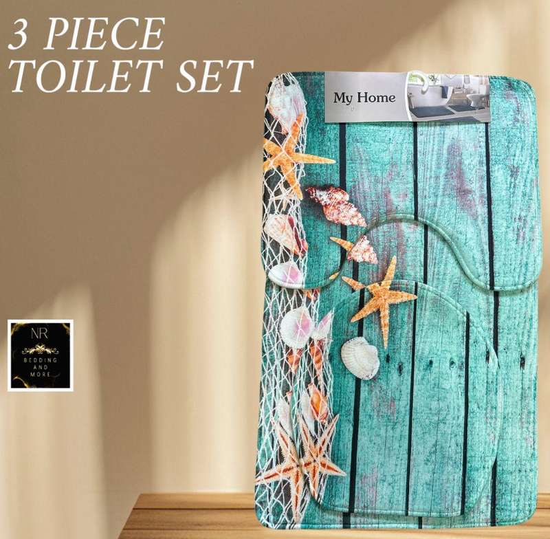 3 Piece Bathroom Rug Set, Machine Washable, Super Soft Microfiber & Non-Slip Bath Rugs with Rubber