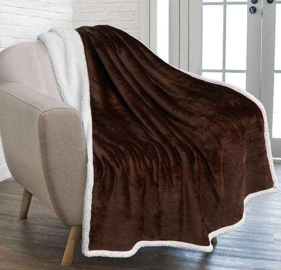 Soft Sherpa Blanket Queen Size - Brown
