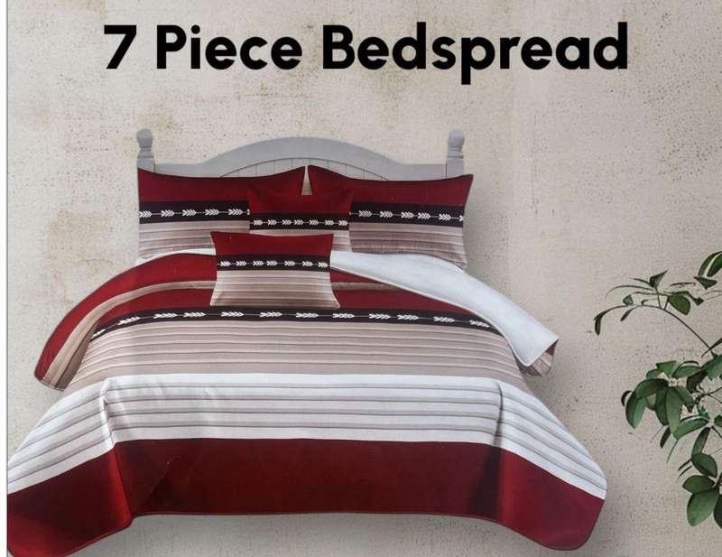 7 Piece Bedspread Set with Curtains
