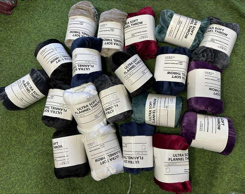 Ultra Soft Flannel Fleece Throw Blanket, 200cm x 150cm- Grey, more colours available