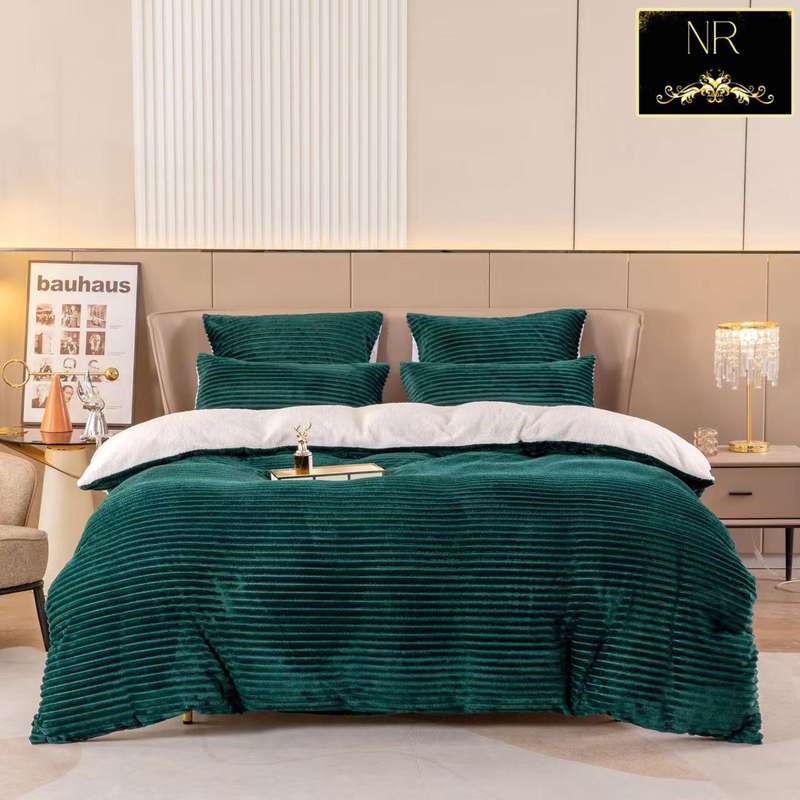 5 Piece Corduroy Wool Comforter Set, Queen Size