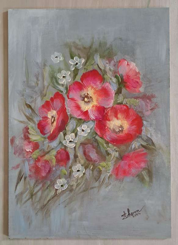 Artwork - Wild Roses acrylic painting