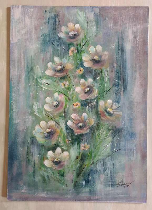 Artwork - painting Daisies at Dusk