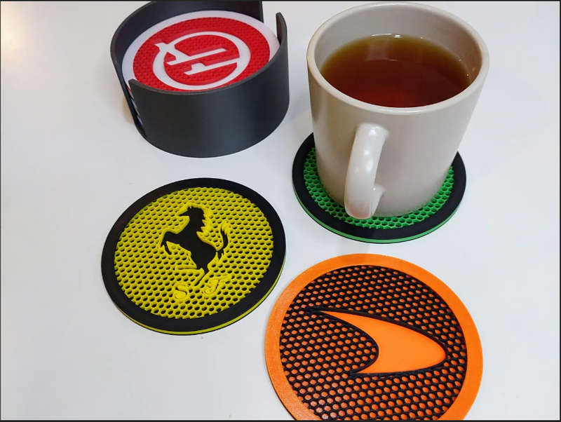 F1 coasters+Holder set of 4