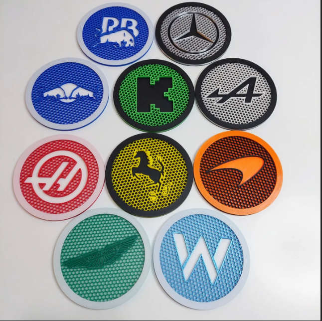 F1 coasters+Holder set of 4